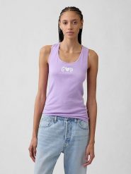 GAP Top w kolorze lawendowym rozmiar: XL. Różowe topy GAP, xl, bez wzorów, bez kołnierzyka, bez ramiączek. Za 42.08 zł.