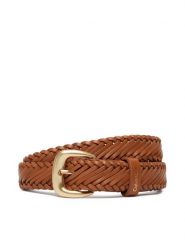 Calvin Klein Pasek Damski Braided Logo Buckle 25Mm LV04F7087G Brązowy. Brązowe paski Calvin Klein, bez wzorów, ze skóry. Za 269.99 zł.
