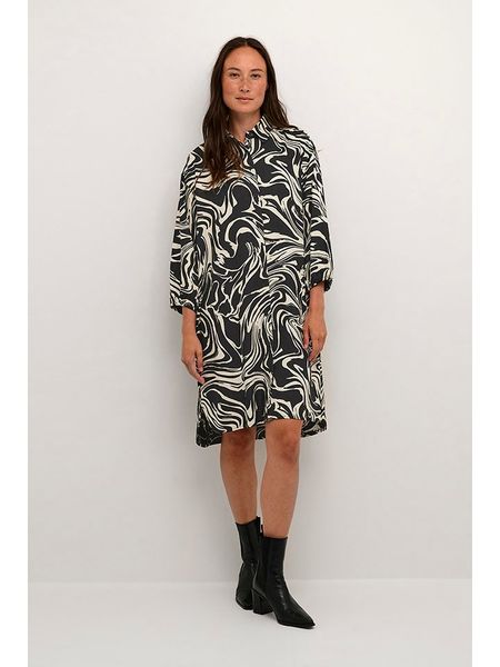 Kaffe Sukienka w kolorze czarno-kremowym rozmiar: 36. Czarne sukienki Kaffe, na imprezę, s, bez wzorów, z wiskozy, klasyczne, bez kołnierzyka, bez ramiączek, midi. Za 69.91 zł.