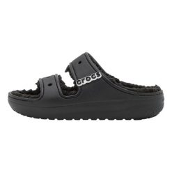 Klapki damskie Crocs Classic Cozzzy Sandal. Czarne klapki Crocs, bez wzorów, z gumy, bez obcasa. Za 206.25 zł.