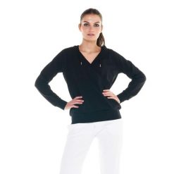 Damska bluza Cristal Shine. Czarne bluzy LEONE 1947 APPAREL, l, bez wzorów, z tkaniny, bez kaptura. W wyprzedaży za 154.80 zł.