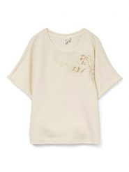 Vero Moda Koszulka w kolorze kremowym rozmiar: M. Brązowe bluzki Vero Moda, m, z aplikacjami, bez kołnierzyka, bez ramiączek. Za 101.23 zł.