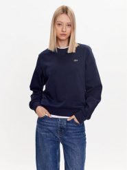 Lacoste Bluza SF9202 Granatowy Regular Fit. Niebieskie bluzy Lacoste, bez wzorów, z bawełny, bez kaptura. Za 299.99 zł.