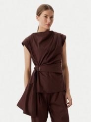 Marella Bluzka Supremo 2613161072 Brązowy Regular Fit. Brązowe bluzki Marella, bez wzorów, z bawełny, bez kołnierzyka, bez ramiączek. Za 614.99 zł.