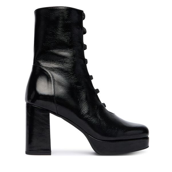 Botki Fly London. Czarne botki Fly London, bez wzorów, bez obcasa, na słupku, bez zapięcia. Za 569.99 zł.