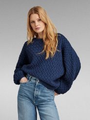 G-Star Sweter w kolorze granatowym rozmiar: XL. Niebieskie swetry G-Star, xl, bez wzorów, z wełny, bez ramiączek. Za 237.73 zł.