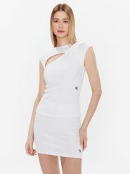 Calvin Klein Jeans Bluzka J20J220779 Biały Slim Fit. Białe bluzki Calvin Klein Jeans, l, bez wzorów, z jeansu, bez kołnierzyka, bez ramiączek. Za 169.99 zł.