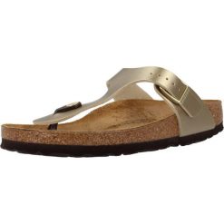 Japonki damskie Birkenstock Gizeh. Żółte klapki Birkenstock, bez wzorów, z materiału, bez obcasa. Za 339.00 zł.