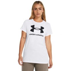 Koszulka damska Under Armour Live Sportstyle Graphic SSC. Białe koszulki sportowe Under Armour, bez wzorów, bez ramiączek. Za 49.99 zł.