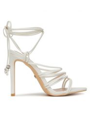 DeeZee Sandały FA05-3492-S1 Biały. Białe sandały DeeZee, bez wzorów, z materiału, bez obcasa, na szpilce, bez zapięcia. Za 139.99 zł.