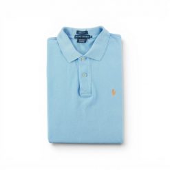 Polo damskie z krótkim rękawem Polo Ralph Lauren. Niebieskie koszulki polo RALPH LAUREN, l, bez wzorów, z materiału, bez kołnierzyka, bez ramiączek. Za 127.76 zł.