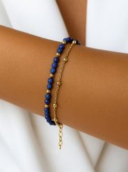 Taboo Pozłacana bransoletka z lapis lazuli rozmiar: onesize. Niebieskie bransoletki Taboo, z lazurytem, pozłacane. Za 118.56 zł.