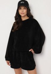 Czarny Dzianinowy Komplet Bluza i Szorty Novanisa. Czarne bluzy Born2be, na lato, bez wzorów, z dzianiny, bez kaptura. Za 129.99 zł.