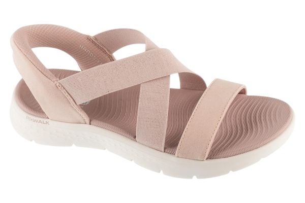 Sandały SKECHERS GO WALK FLEX SANDAL GLIMM Czarny. Czarne sandały Skechers, bez wzorów, z tkaniny, bez obcasa, bez zapięcia. Za 259.99 zł.