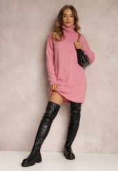 Różowa Sukienka Milana. Czerwone sukienki Renee, bez wzorów, z dzianiny, bez kołnierzyka, bez ramiączek, mini. Za 139.99 zł.