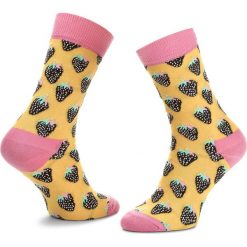 Skarpety Wysokie Unisex HAPPY SOCKS - STB01-200 Żółty. Żółte skarpety Happy Socks, bez wzorów, z bawełny. Za 34.90 zł.