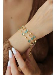 Pierres delicates Pozłacana bransoletka z kryształami rozmiar: onesize. Żółte bransoletki Pierres delicates, z kryształem, pozłacane. Za 39.99 zł.