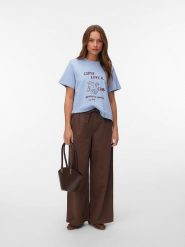 Vero Moda Koszulka w kolorze błękitno-bordowym rozmiar: L. Niebieskie bluzki Vero Moda, l, bez wzorów, z bawełny, bez kołnierzyka, bez ramiączek. Za 60.99 zł.