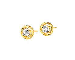 Kolczyki z żółtego złota z brylantami - 0,17 ct - próba 585. Żółte kolczyki Apart, z brylantem, złote. W wyprzedaży za 2,233.00 zł.
