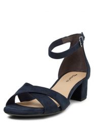 Tamaris Sandały Kobiety Tekstylia niebieski jednolity, 37. Niebieskie sandały Tamaris, bez wzorów, bez obcasa, na obcasie, bez zapięcia. Za 249.95 zł.