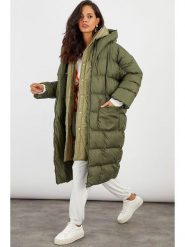 Cool and sexy Płaszcz pikowany w kolorze zielonym rozmiar: onesize. Zielone płaszcze Cool and sexy, bez wzorów, bez kaptura. Za 214.70 zł.
