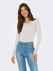 ONLY Koszulka w kolorze białym rozmiar: XL. Białe bluzki Only, xl, bez wzorów, z bawełny, bez kołnierzyka, bez ramiączek. Za 61.46 zł.