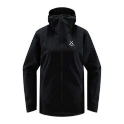 Kurtka przeciwdeszczowa damska Haglöfs Korp Proof. Czarne kurtki sportowe Haglöfs, m, bez wzorów, bez kaptura, trekkingowe. Za 399.99 zł.