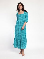 Admas Sukienka w kolorze turkusowo-białym rozmiar: S. Białe sukienki Admas, s, bez wzorów, z bawełny, bez kołnierzyka, bez ramiączek, maxi. Za 130.99 zł.