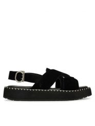 EMU Australia Sandały Morna W13284 Czarny. Czarne sandały EMU Australia, bez wzorów, z materiału, bez obcasa, na płaskiej podeszwie, bez zapięcia. Za 429.99 zł.