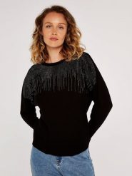 Apricot Sweter w kolorze czarnym rozmiar: S. Czarne swetry Apricot, s, bez wzorów, bez ramiączek. Za 105.88 zł.