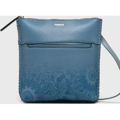 Desigual - Torebka. Niebieskie torby na ramię Desigual, bez wzorów, z materiału, casualowe, na ramię, z nadrukiem, bez dodatków. W wyprzedaży za 139.90 zł.