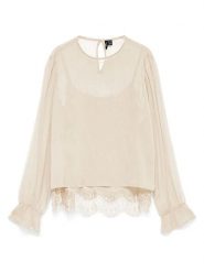 Vero Moda Bluzka w kolorze kremowym rozmiar: L. Brązowe bluzki Vero Moda, l, bez wzorów, z koronki, bez kołnierzyka, bez ramiączek. Za 134.95 zł.