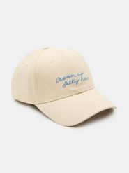 Czapka z daszkiem z haftowanym napisem Ocean Air Salty Hair - szary. Szare czapki Sinsay, bez wzorów. Za 15.99 zł.