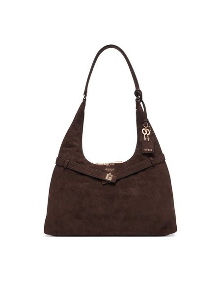 Guess Torebka Ella HWSG97 54010 Brązowy. Brązowe torebki klasyczne Guess, z aplikacjami, z materiału, bez dodatków. Za 597.99 zł.