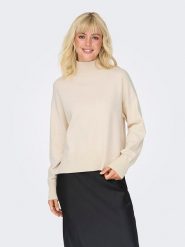 ONLY Sweter "Bari" w kolorze kremowym rozmiar: M. Brązowe swetry Only, m, bez wzorów, bez ramiączek. Za 70.41 zł.