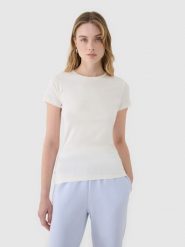 4F T-shirt slim z modalem damski - biały XS. Białe t-shirty 4f, xs, bez wzorów, z bawełny, bez kołnierzyka, bez ramiączek. W wyprzedaży za 29.99 zł.