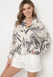 Czarno-Beżowa Koszula z Wiskozy z Lnem w Abstrakcyjny Wzór Separelle. Czarne koszule Born2be, s, z aplikacjami, z wiskozy, eleganckie, bez kołnierzyka, bez ramiączek. Za 69.99 zł.
