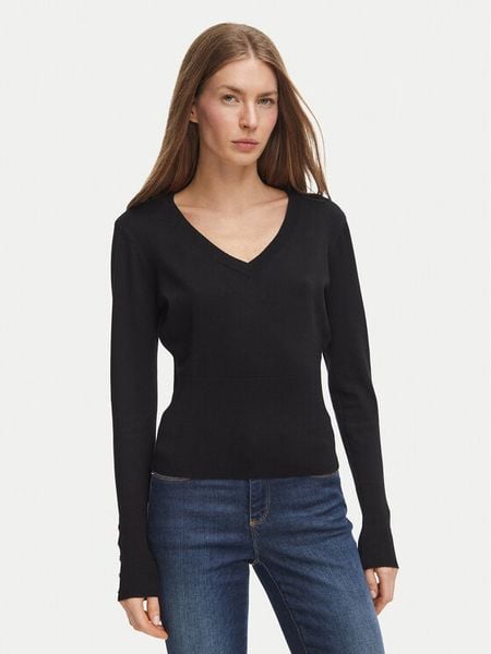 Fracomina Sweter FR26WT7001K50601 Czarny Regular Fit. Czarne swetry Fracomina, m, bez wzorów, z wiskozy, bez ramiączek. Za 244.99 zł.
