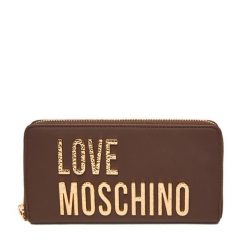 Duży Portfel Damski LOVE MOSCHINO. Brązowe portfele Love Moschino, bez wzorów. Za 489.99 zł.