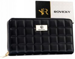 Portfel pikowany Rovicky R-PKK-01 czarny. Czarne portfele ROVICKY, bez wzorów, ze skóry ekologicznej. Za 69.99 zł.