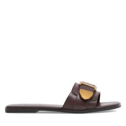 Klapki Badura. Brązowe klapki Badura, bez wzorów, bez obcasa. Za 229.99 zł.