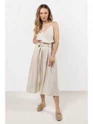 Awama Sukienka w kolorze beżowym rozmiar: L. Brązowe sukienki Awama, l, bez wzorów, z bawełny, bez kołnierzyka, bez ramiączek, maxi. Za 139.99 zł.