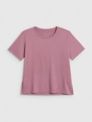 4F Koszulka treningowa loose szybkoschnąca damska - beżowa L. Brązowe bluzki 4f, l, bez wzorów, bez kołnierzyka, bez ramiączek. Za 79.99 zł.