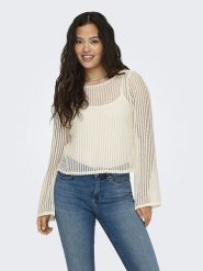 ONLY Sweter w kolorze kremowym rozmiar: M. Brązowe swetry Only, m, bez wzorów, bez ramiączek. Za 48.39 zł.