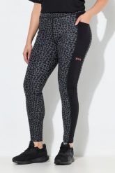 Damskie Legginsy sportowe szybkoschnące kieszenie z recyklingu. Czarne legginsy sportowe Ulla Popken, plus size, bez wzorów, z elastanu, z podwyższonym stanem. Za 239.99 zł.
