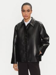 Calvin Klein Kurtka skórzana K20K208337 Czarny Relaxed Fit. Czarne kurtki Calvin Klein, bez wzorów, ze skóry, bez kaptura. Za 949.99 zł.