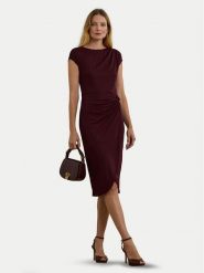 LAUREN RALPH LAUREN Sukienka koktajlowa 250951402001 Bordowy Slim Fit. Czerwone sukienki Lauren Ralph Lauren, bez wzorów, z syntetyku, wizytowe, bez kołnierzyka, bez ramiączek. Za 559.99 zł.
