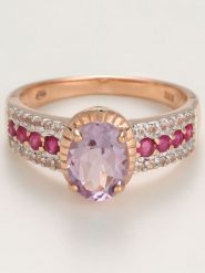 Maison héritage PARIS Złoty pierścionek "Octavie" z kamieniami szlachetnymi rozmiar: 54. Różowe pierścionki Maison héritage PARIS, z ametystem, złote. Za 2,392.99 zł.
