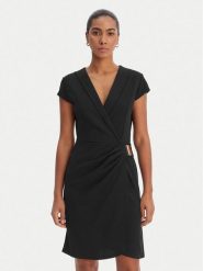 Morgan Sukienka koktajlowa 261-RIXO Czarny Slim Fit. Czarne sukienki Morgan, bez wzorów, z syntetyku, wizytowe, bez kołnierzyka, bez ramiączek. Za 319.99 zł.