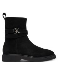 Calvin Klein Botki Ankle Boot W/ Metal Logo Sue HW0HW02664 Czarny. Czarne botki Calvin Klein, bez wzorów, ze skóry, bez obcasa, na płaskiej podeszwie, bez zapięcia. Za 799.99 zł.